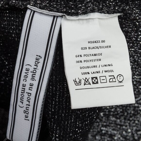 AMI AW/16 Runway Tinsel Tone Black and Silver Metallic Crewneck Sweater - Picture 9 of 10